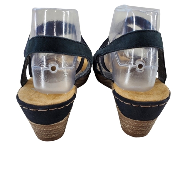 Rieker Sandals Ws Sz 41 US 9.5 Gray Tan Strappy Slip On Wedge Casual Luxury NWOT - Picture 6 of 15